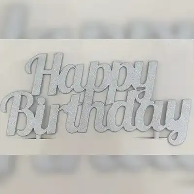 pic of Happy Brithday Silver Topper